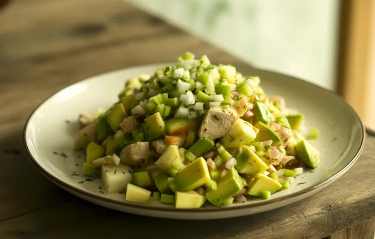 Citrusy avocado, apple and chicken salad