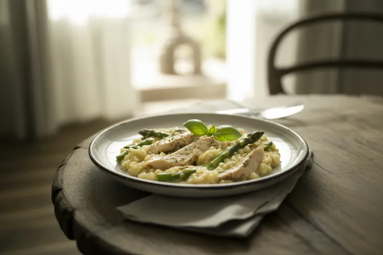 Chicken and asparagus risotto