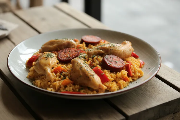 Chicken and chorizo paella