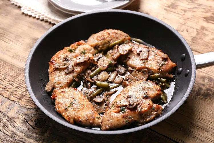 Chicken marsala with bacon and mushrooms
