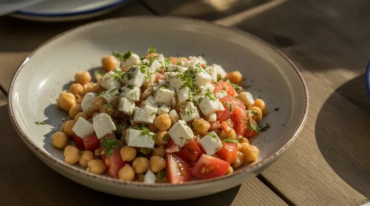 Chickpea, tomato and feta salad