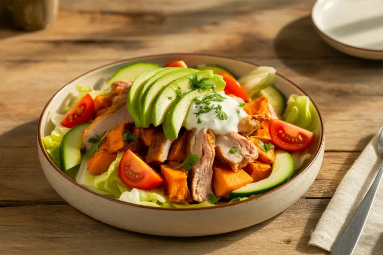 Healthy pork burrito bowl