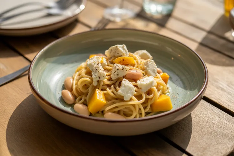 Pasta with white beans and summer squash