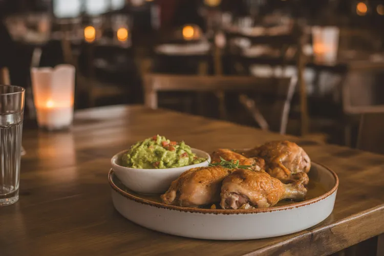 Roast chicken with guacamole