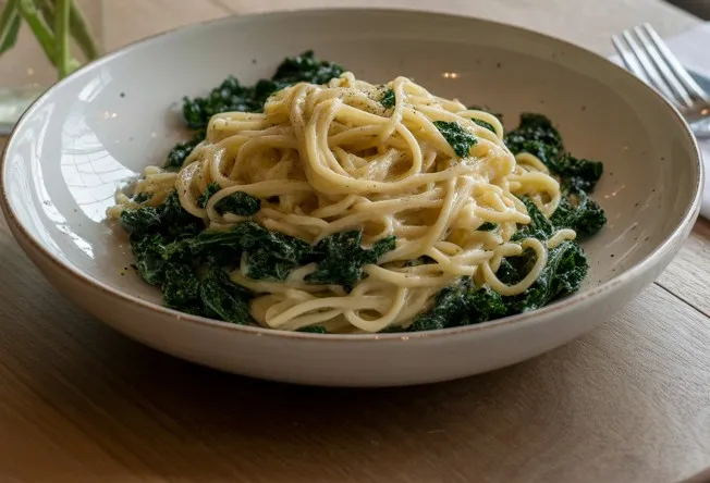 Vegan kale pasta with cashews