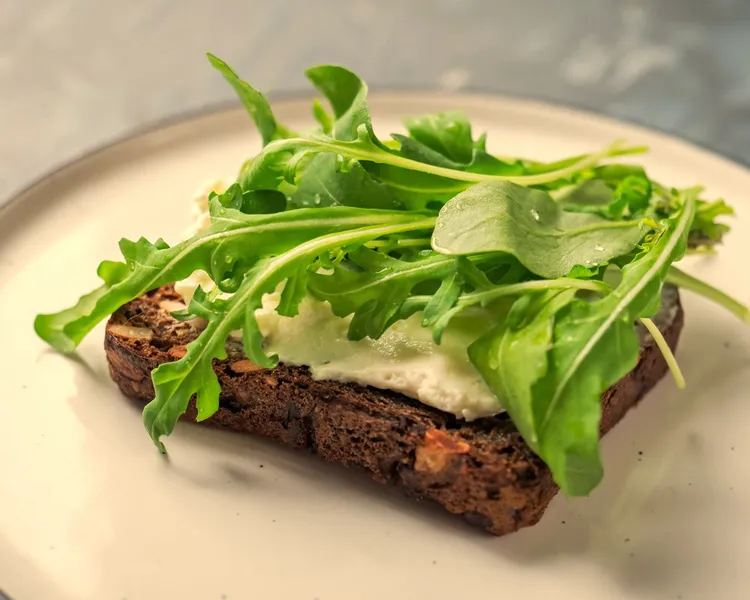 Chickpea toast with arugula