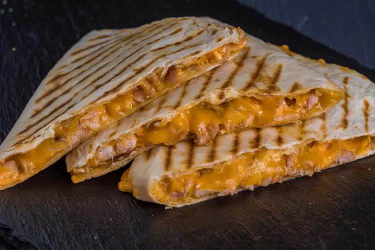 Ham and cheddar quesadilla