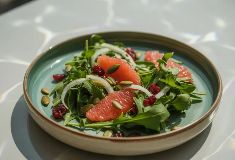 Arugula salad with grapefruit-mustard dressing