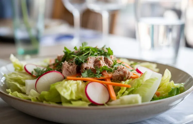 Asian tuna salad with radishes and carrots