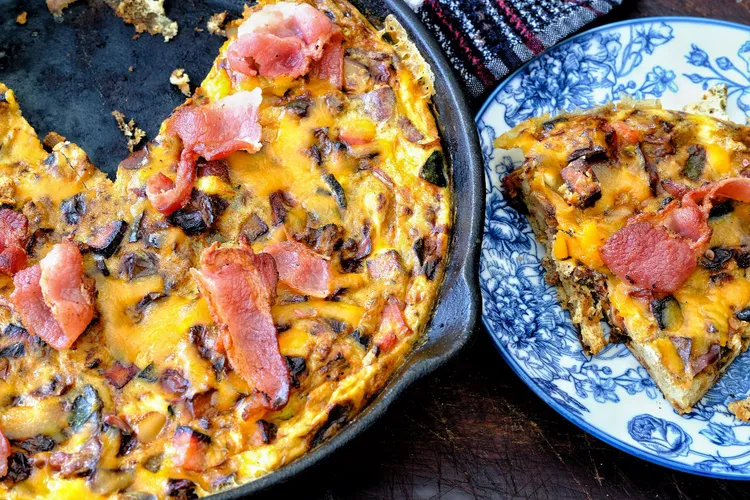 Vegetable and bacon frittata