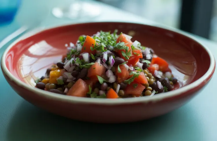 Black bean lentil salad with lime dressing