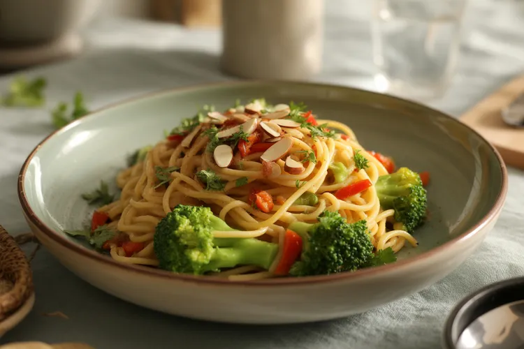 Broccoli and smoked almond spaghetti