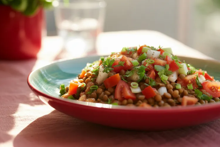 Brown lentil salad