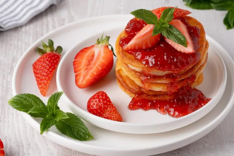 Buttermilk hotcakes with strawberry butter