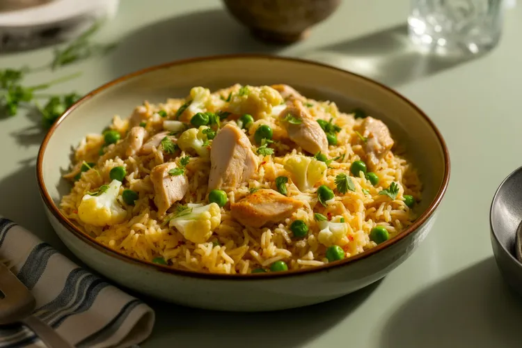Cauliflower and chicken pilaf