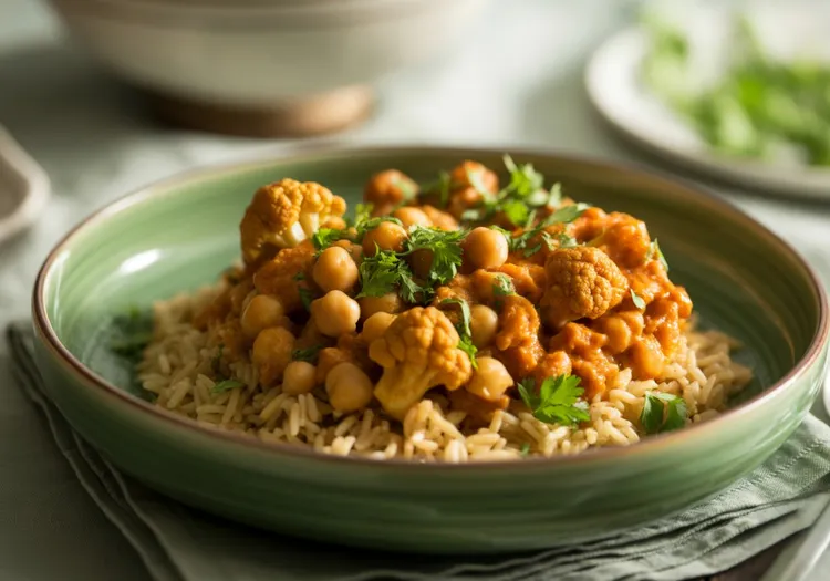 Cauliflower and chickpea coconut curry