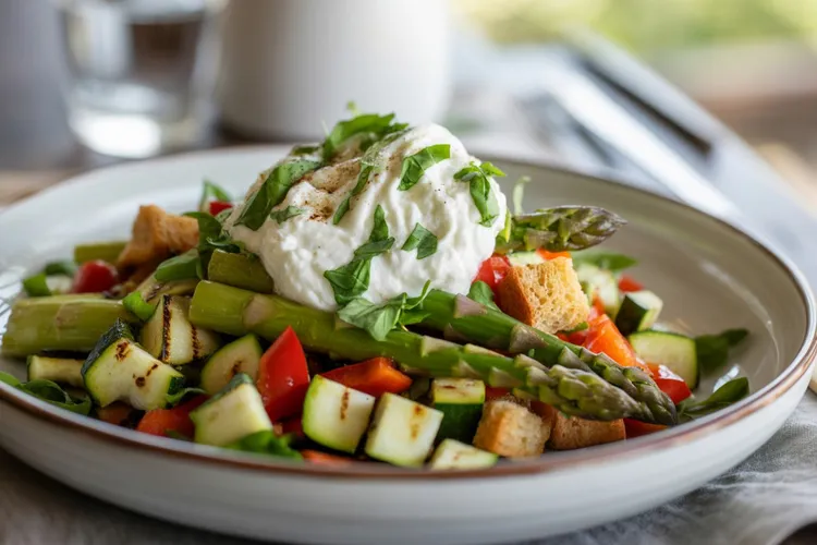 Chargrilled vegetable and bread salad