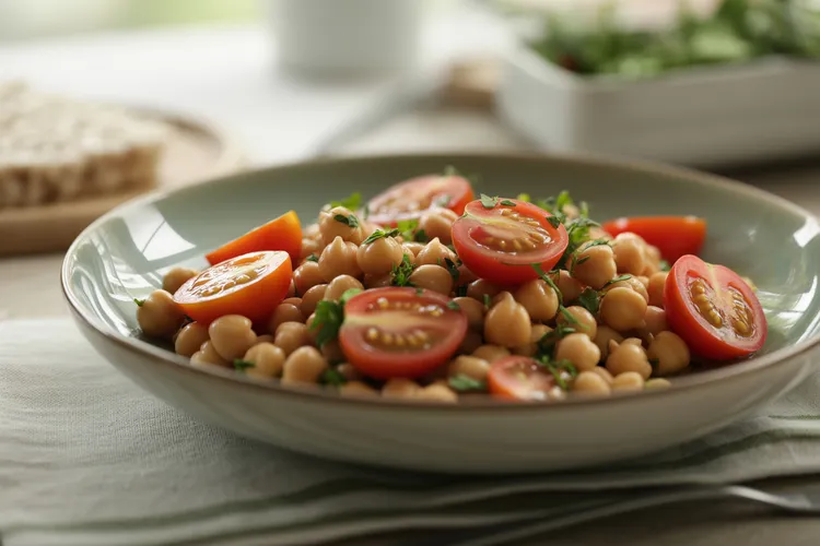 Cherry tomato and chickpea salad