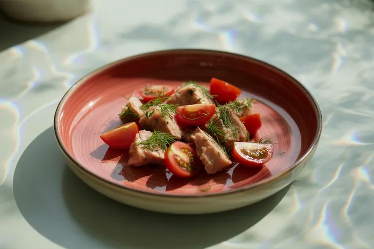 Dill and tuna salad with cherry tomatoes