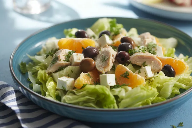 Chicken with orange and feta salad
