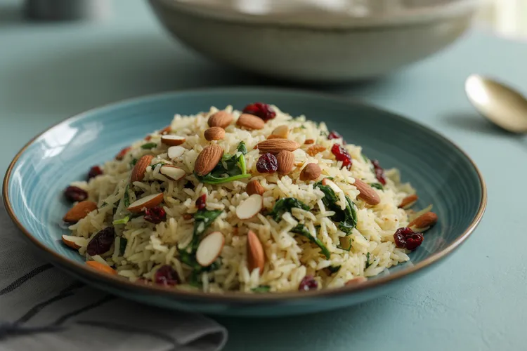 Cranberries and almond pilaf