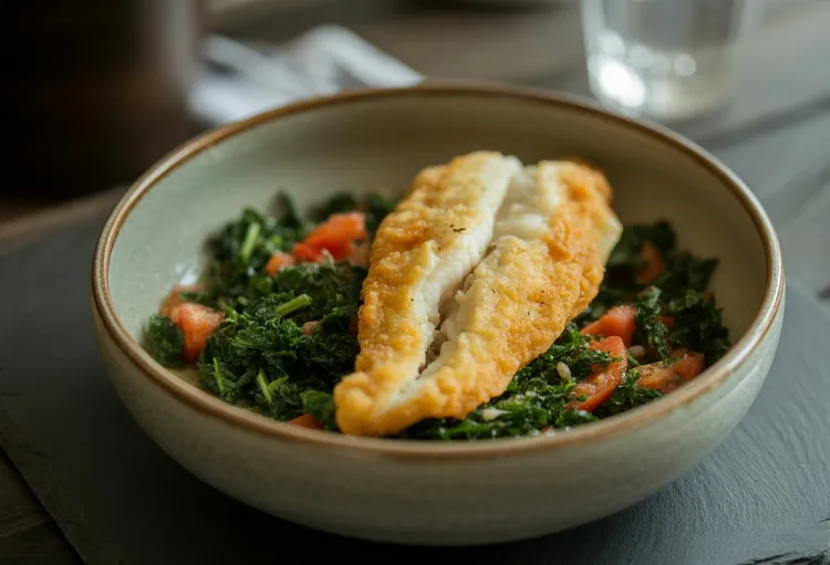 Tilapia with kale and tomato