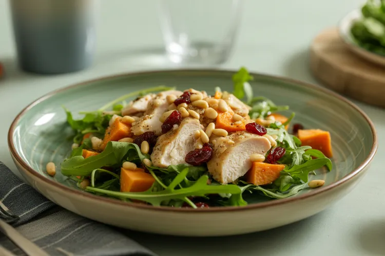 Easy sweet potato and chicken salad