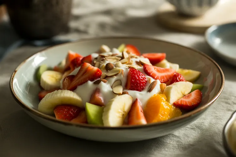 Fruit salad with honey yogurt