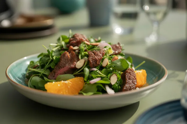 Garlic beef and watercress salad
