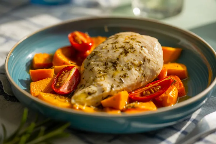 Chicken breast and roast vegies