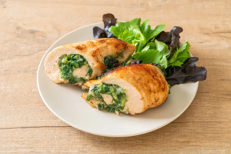 One tray creamy spinach-stuffed chicken