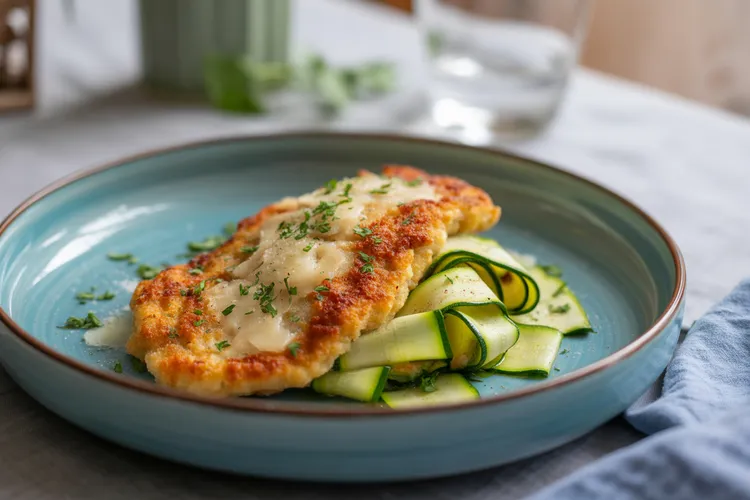 Parmesan schnitzel with zucchini salad