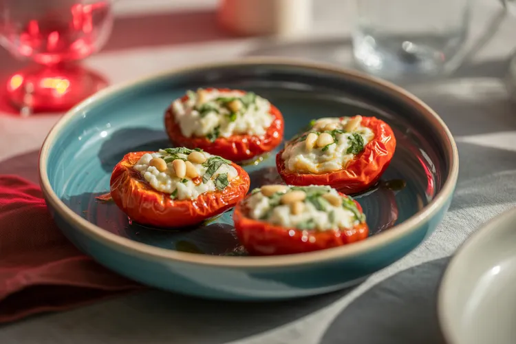 Ricotta and pine nut stuffed tomatoes