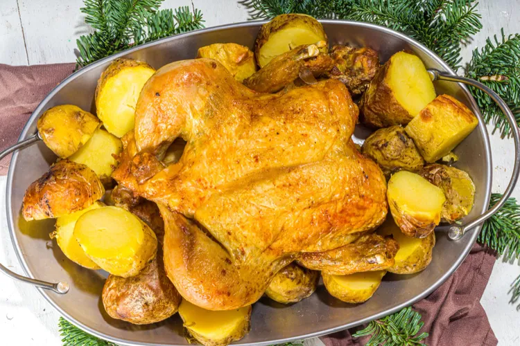 Roast chicken with bacon and herb stuffing