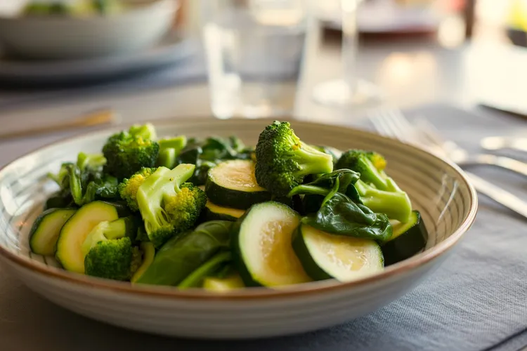 Sauteed broccoli, zucchini and baby spinach