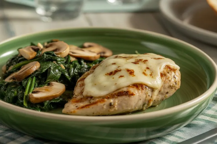 Spinach and mushroom grilled chicken