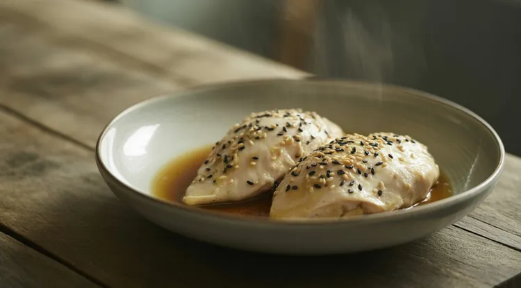 Steamed asian chicken breasts