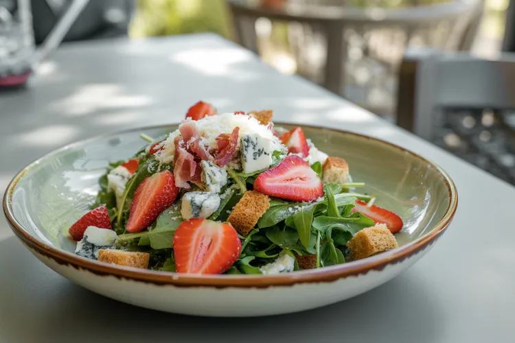 Strawberry, blue cheese & rocket salad