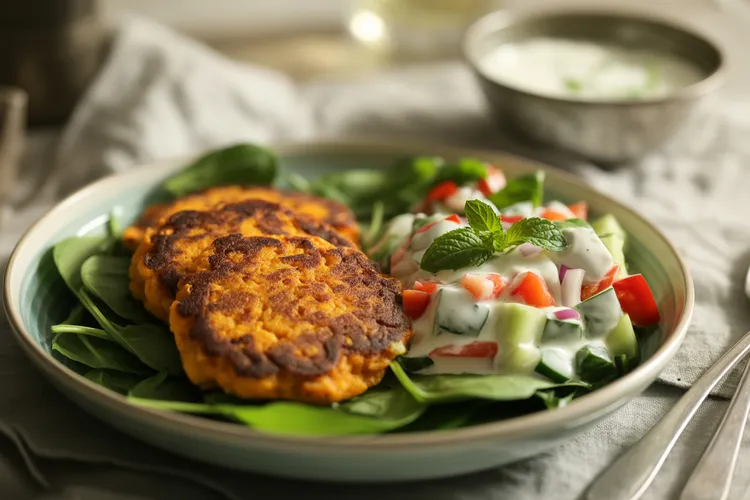 Sweet potato patties with kachumber