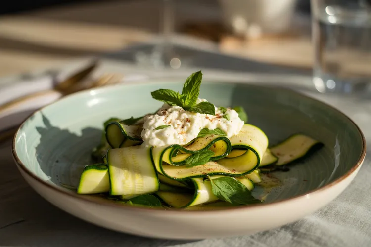 Zucchini salad with mint and ricotta